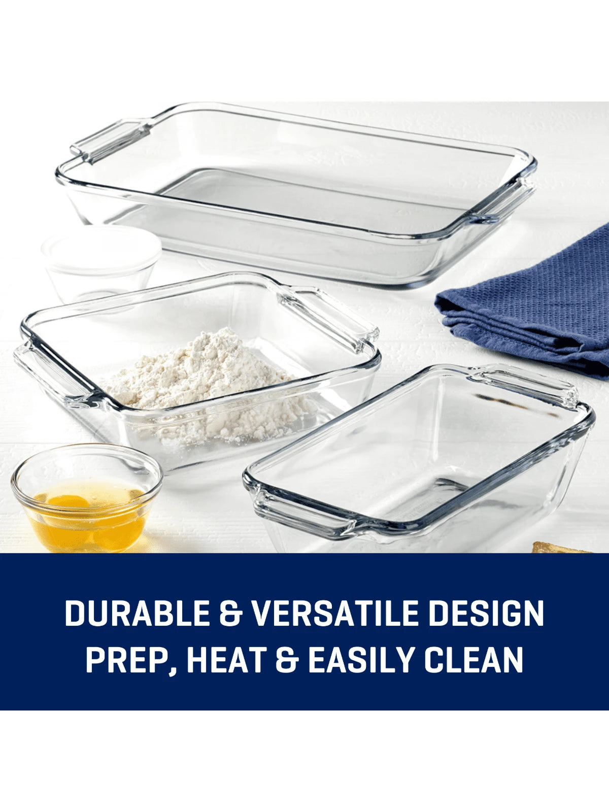 7-Piece Glass Baking Dish Set – Transparent Oven-Safe Glass Bakeware