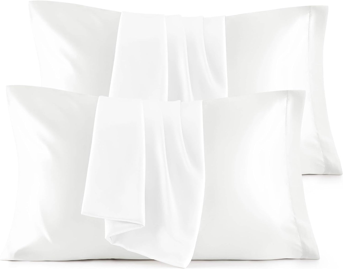 Satin Pillowcases – Queen Size Set of 2, Silk-Like Cooling Pillow Covers for Hair & Skin, Silver Grey (20x30")