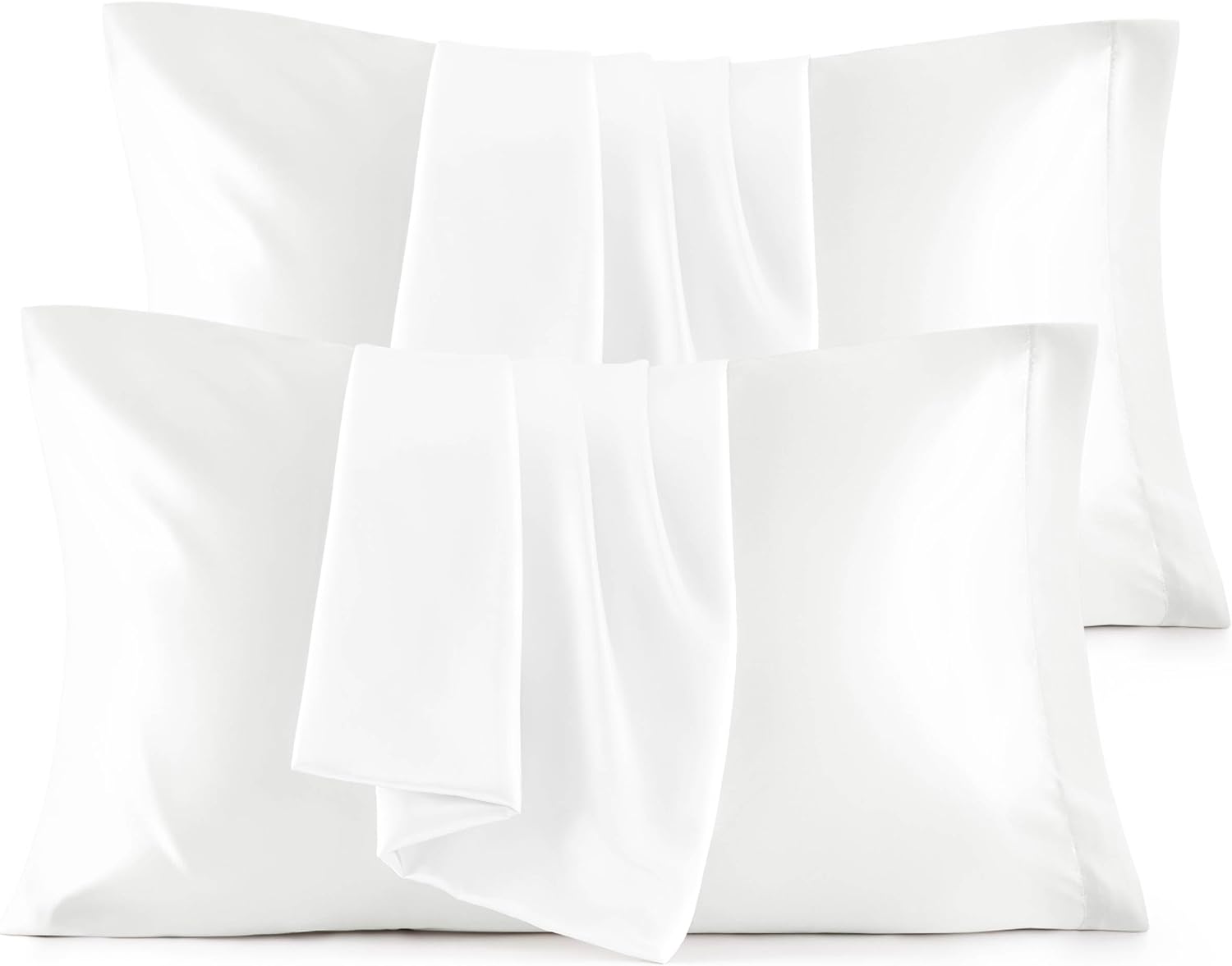 Satin Pillowcases – Queen Size Set of 2, Silk-Like Cooling Pillow Covers for Hair & Skin, Silver Grey (20x30")