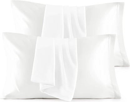 Satin Pillowcases – Queen Size Set of 2, Silk-Like Cooling Pillow Covers for Hair & Skin, Silver Grey (20x30")
