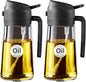 2-in-1 Olive Oil Dispenser & Sprayer – 16oz Glass Bottle for Cooking, Salad, BBQ (Black)
