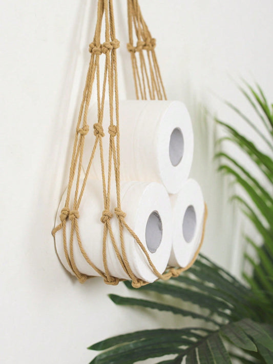 Nordic Woven Fabric Tissue Roll Holder – Khaki Solid Color Home & Travel Organizer