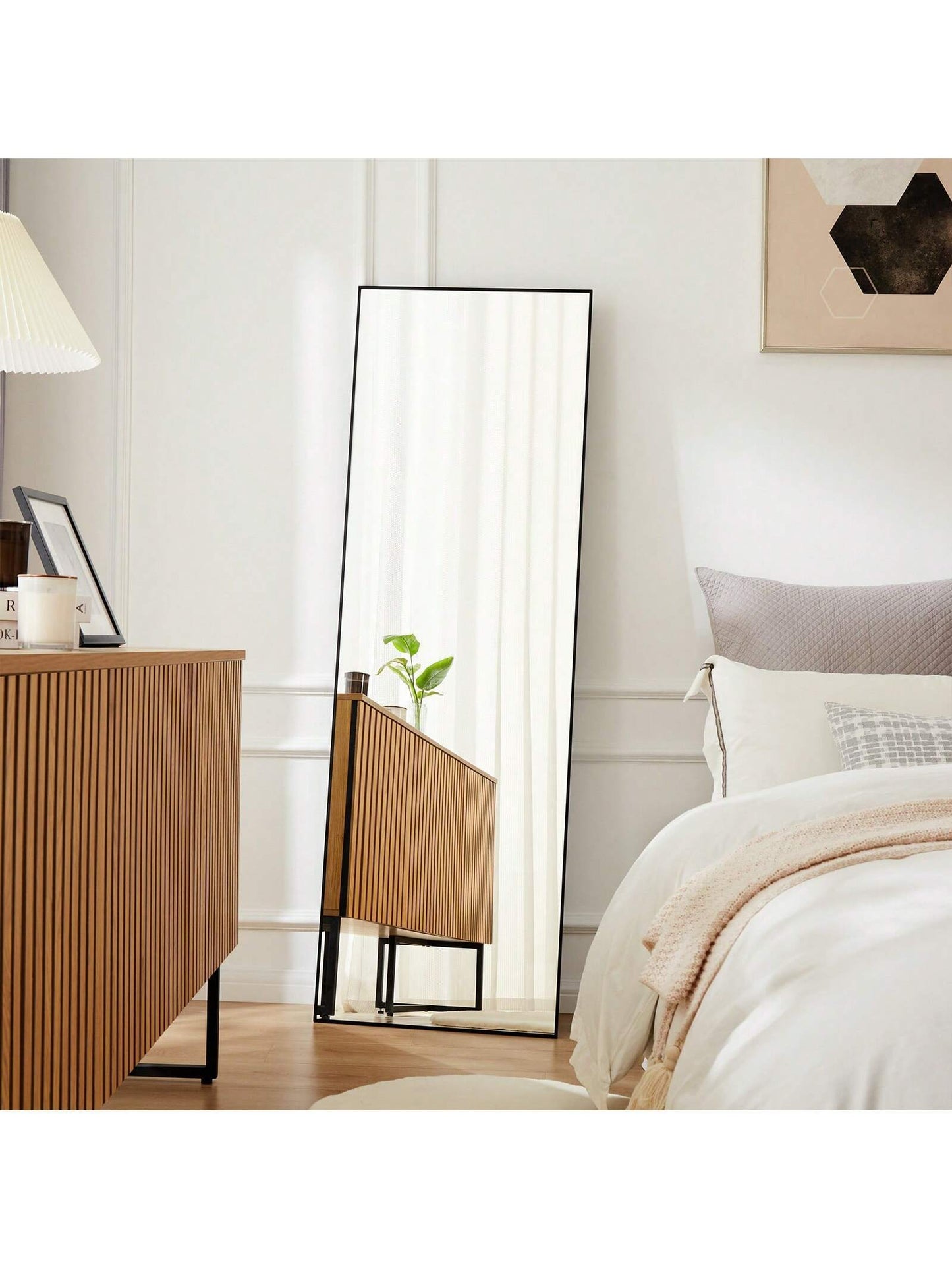 Full Length Standing Mirror – 64"x21" Floor Mirror with Aluminum Frame for Bedroom & Living Spaces