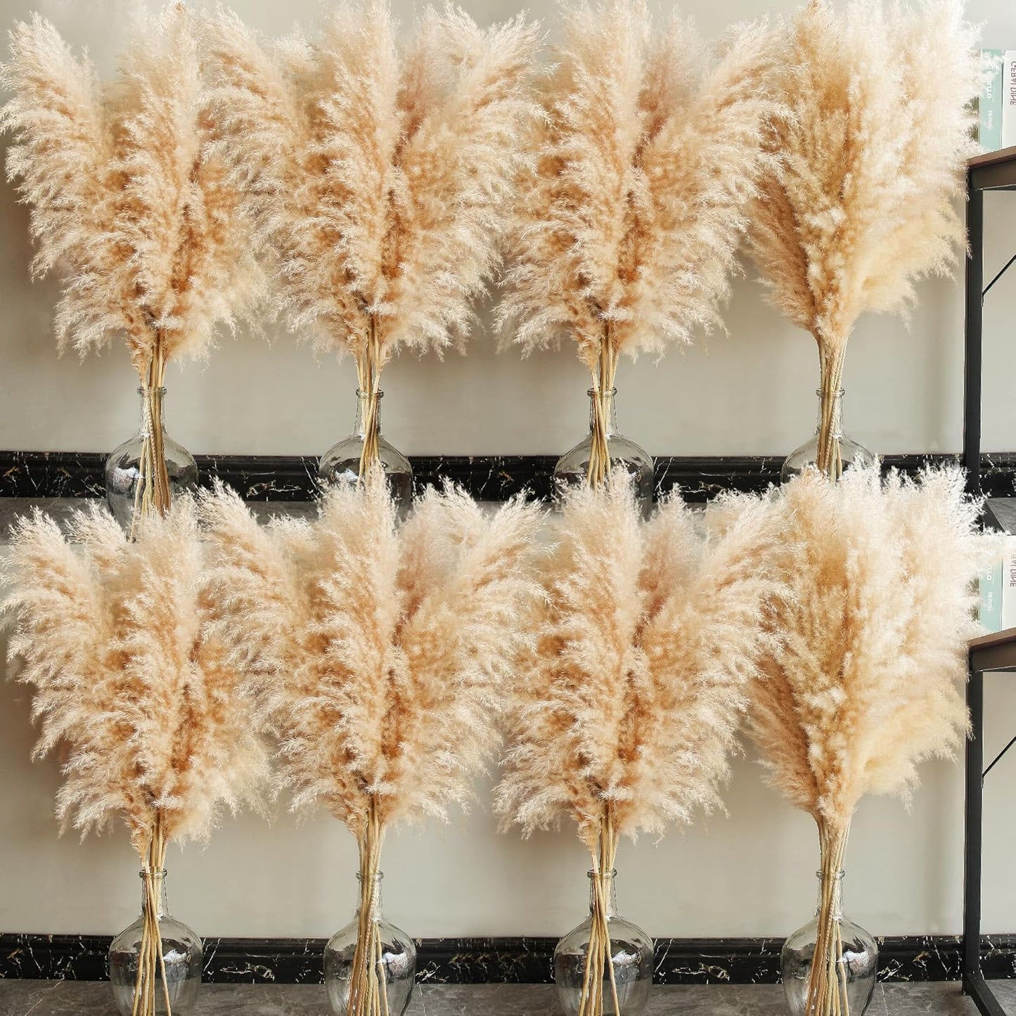 40" Natural Pampas Grass – 10 Stems Tall Beige Dried Floral Bouquet for Boho, Wedding, Farmhouse & Home Decor