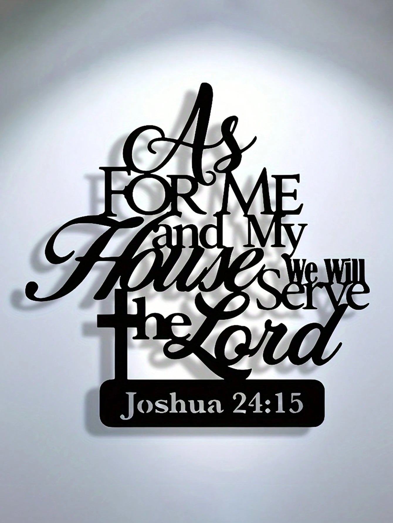 "About Me and My House, We Will Serve the Lord" – 11.81" Inspirational Metal Wall Art Plaque