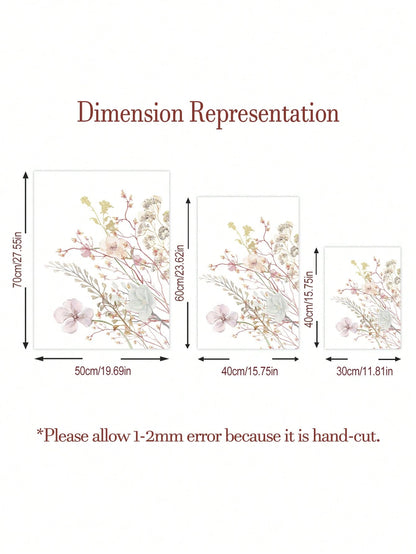 3-Piece Wildflowers Canvas Poster Set – Pink Botanical Wall Art Prints for Bedroom, Living Room & Office Decor (Unframed)