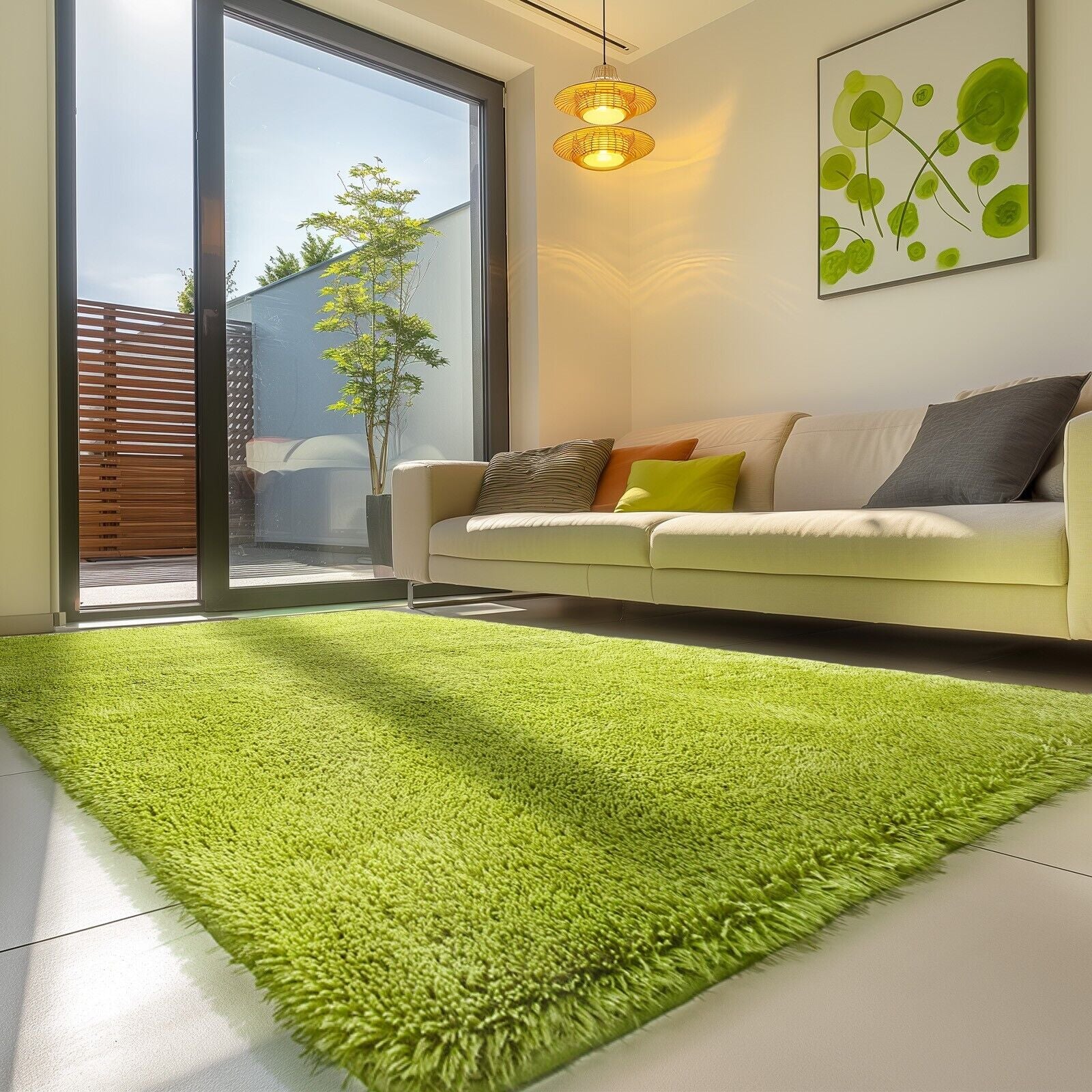 Large Grey Shaggy Area Rug – Ultra-Soft Fluffy Carpet with Non-Slip Bottom for Living Room & Bedroom