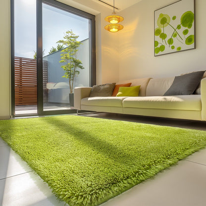 Large Grey Shaggy Area Rug – Ultra-Soft Fluffy Carpet with Non-Slip Bottom for Living Room & Bedroom