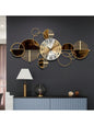 3D Metal Wall Art Clock – Silent Non-Ticking Decorative Wall Clock for Living Room & Bedroom, 34" x 17" (Coffee Brown)