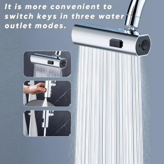 360° Swivel Waterfall Kitchen Faucet Extender – 3-Speed Universal Tap Sprayer for Sink, Bathroom & Basin