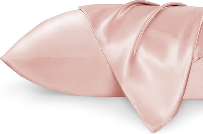 Satin Pillowcases – Queen Size Set of 2, Silk-Like Cooling Pillow Covers for Hair & Skin, Silver Grey (20x30")