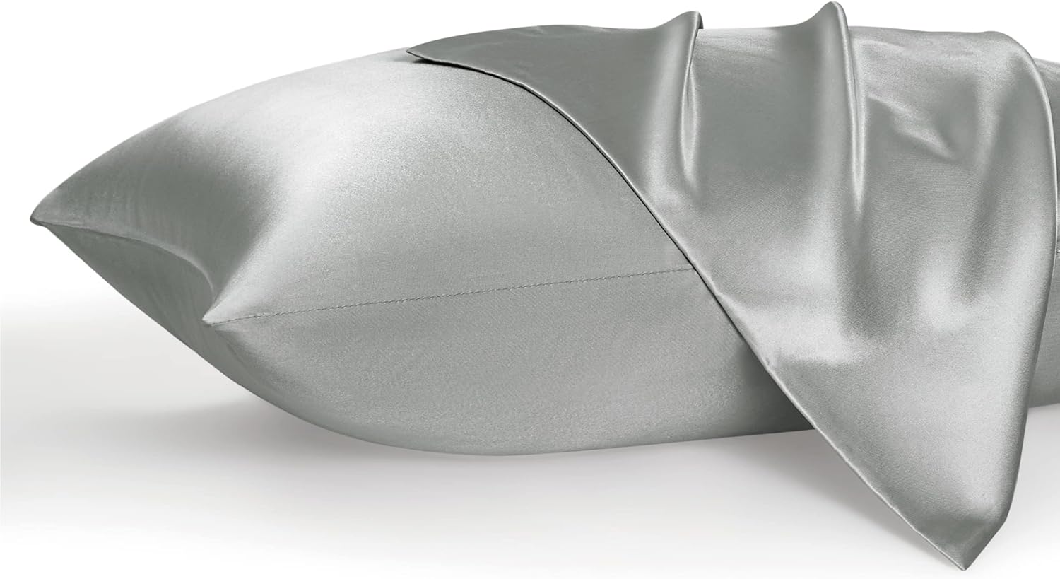 Satin Pillowcases – Queen Size Set of 2, Silk-Like Cooling Pillow Covers for Hair & Skin, Silver Grey (20x30")