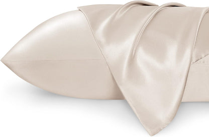 Satin Pillowcases – Queen Size Set of 2, Silk-Like Cooling Pillow Covers for Hair & Skin, Silver Grey (20x30")