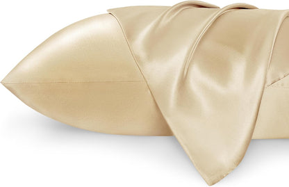 Satin Pillowcases – Queen Size Set of 2, Silk-Like Cooling Pillow Covers for Hair & Skin, Silver Grey (20x30")