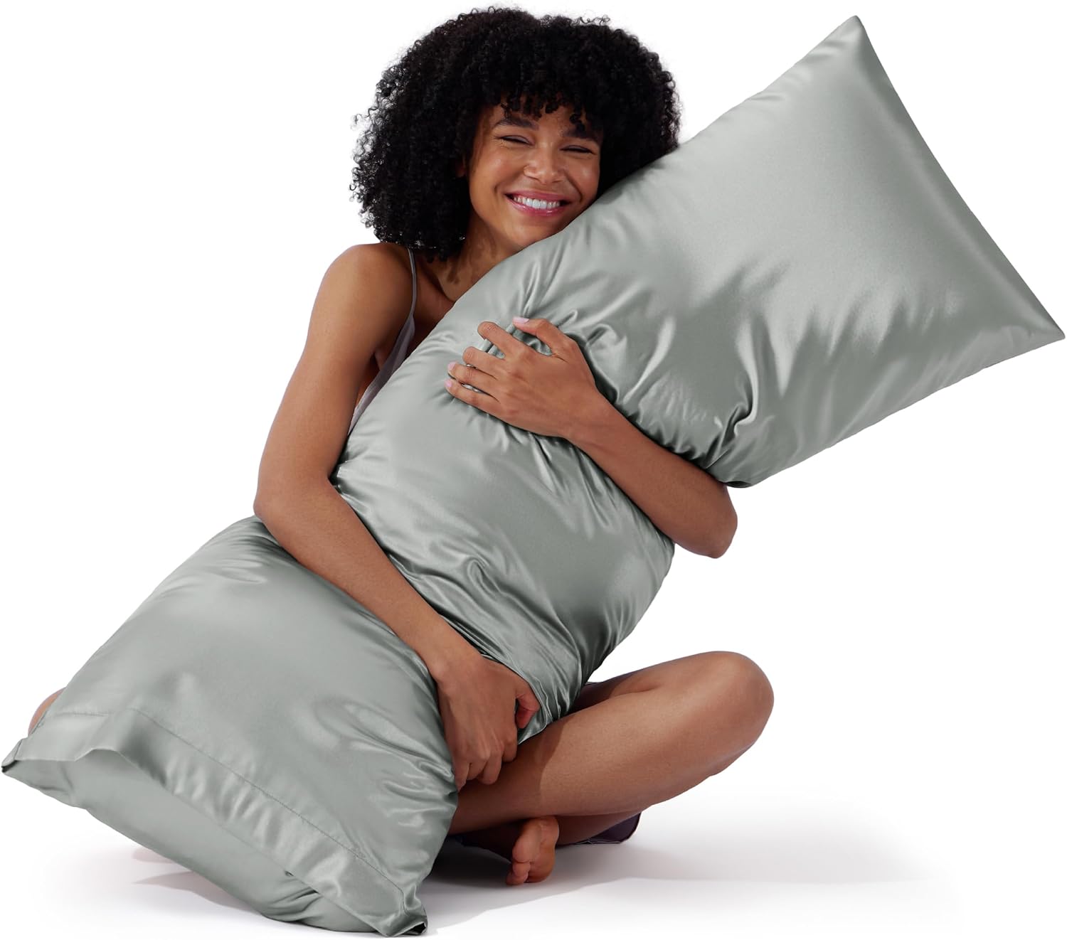 Satin Pillowcases – Queen Size Set of 2, Silk-Like Cooling Pillow Covers for Hair & Skin, Silver Grey (20x30")