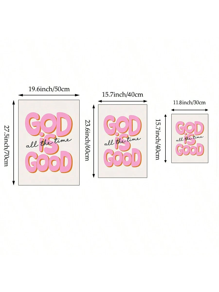 "God Is Good All the Time" Retro Christian Wall Art – Unframed Canvas Print