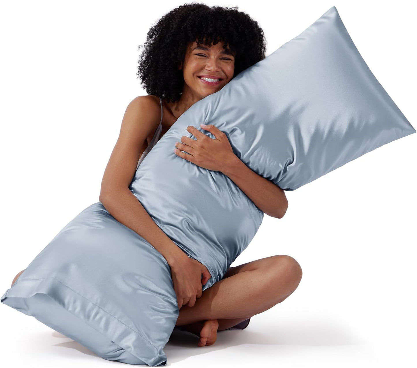 Satin Pillowcases – Queen Size Set of 2, Silk-Like Cooling Pillow Covers for Hair & Skin, Silver Grey (20x30")