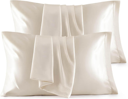 Satin Pillowcases – Queen Size Set of 2, Silk-Like Cooling Pillow Covers for Hair & Skin, Silver Grey (20x30")