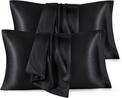 Satin Pillowcases – Queen Size Set of 2, Silk-Like Cooling Pillow Covers for Hair & Skin, Silver Grey (20x30")