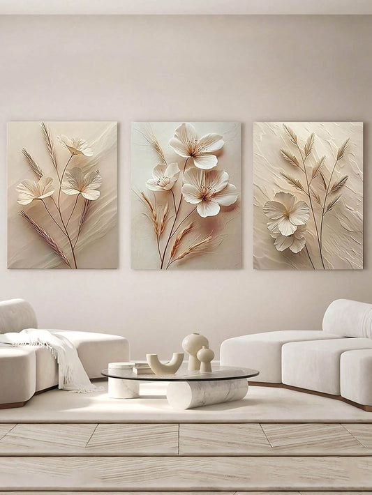 3Pcs Minimalist Style Poster, European Style Wall Art, Flowers Wall Decor, Modern Posters, Fashion Artwork Home Decor Ideal Gift, Room Aesthetic Canvas Painting Art Print, Living Room Bedroom Kitchen Bathroom Dormitory Decorative Painting, No Frame Gifts Birthday Graduation