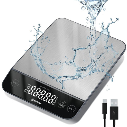 Digital Food Kitchen Scale – Stainless Steel with LCD Display, 5-Unit Modes, Tare Function & Batteries Included (11lb Capacity)