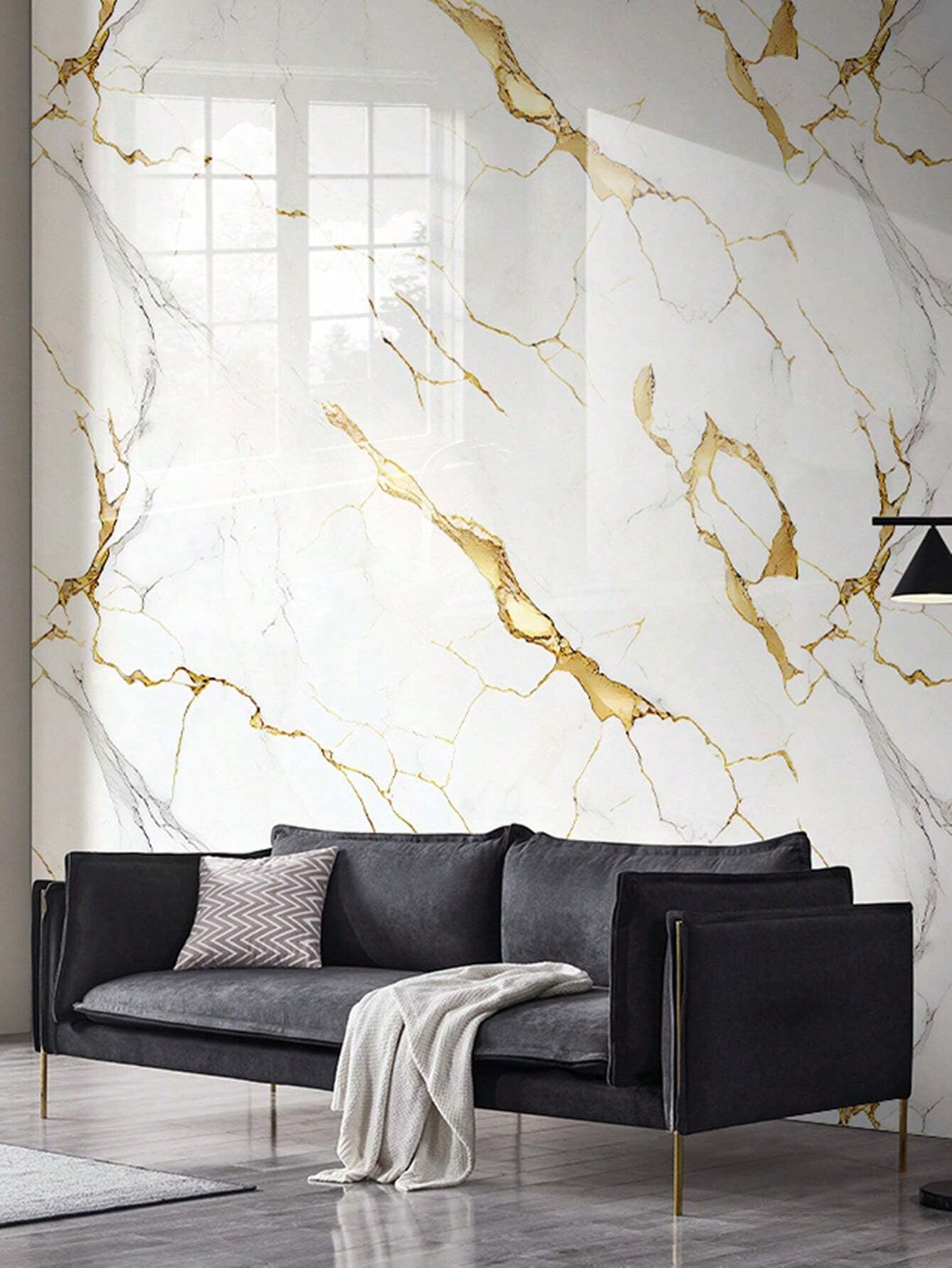 Waterproof Marble Wall Sticker Roll – Removable PVC Wallpaper for Bathroom, Toilet, Shower Room & Floor Renovation
