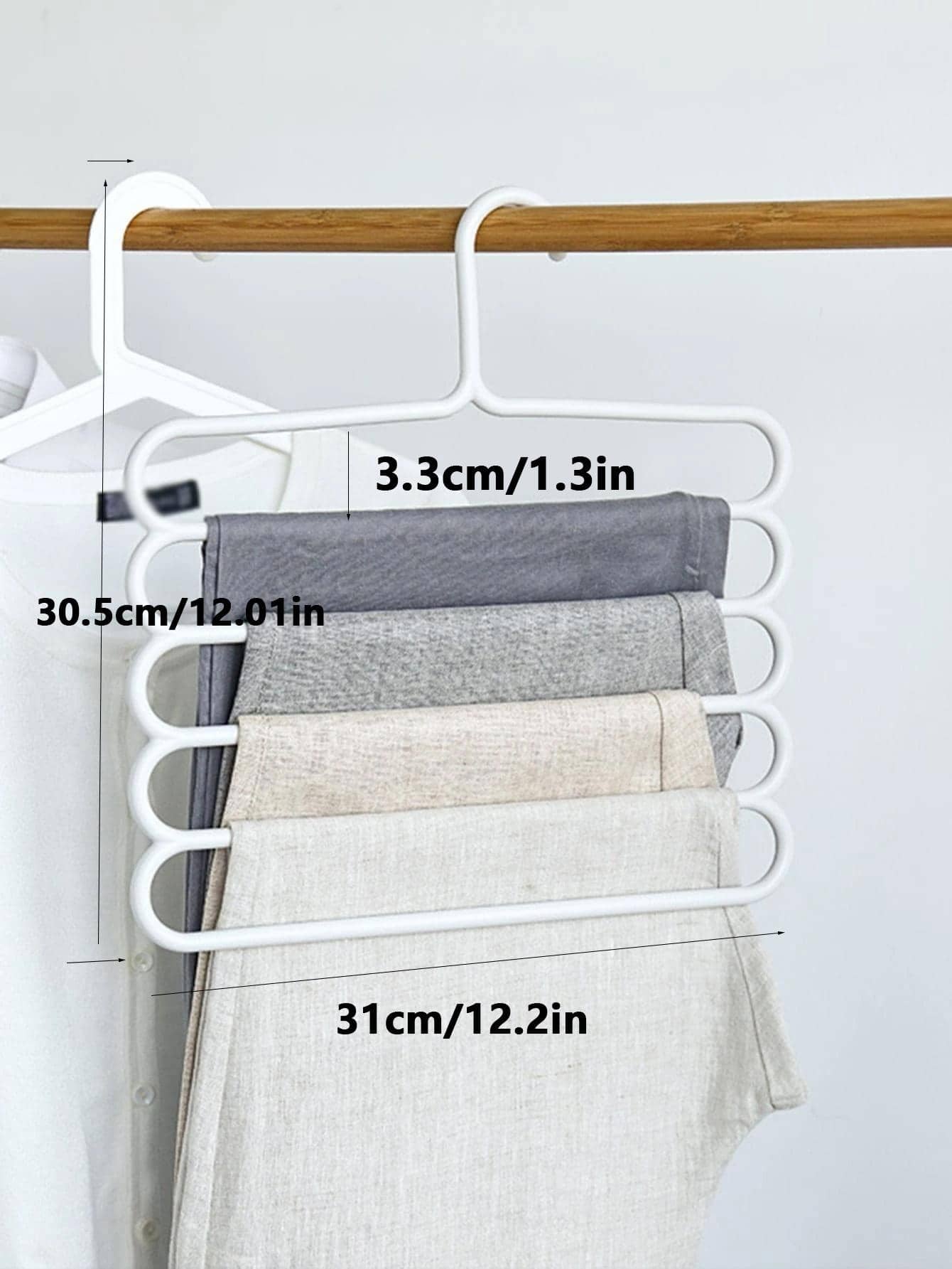 Multifunctional Pants Hanger – Space-Saving Closet Organizer for Jeans, Trousers, Skirts & More (1Pc, White)