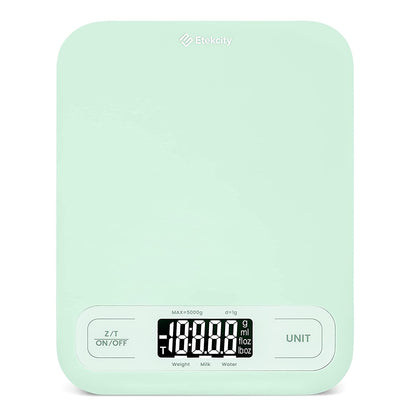 Digital Food Kitchen Scale – Stainless Steel with LCD Display, 5-Unit Modes, Tare Function & Batteries Included (11lb Capacity)