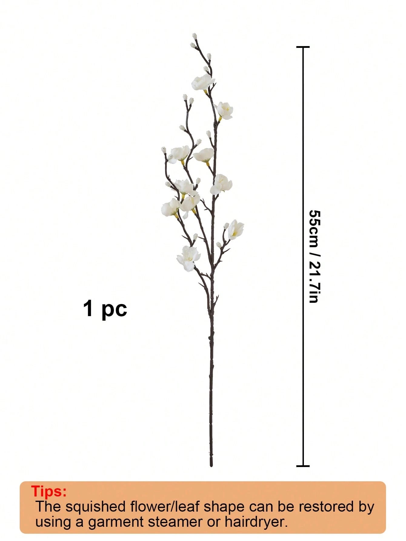 4/8Pcs Artificial White Plum Blossom Stems – 21.7" Faux Wintersweet Flowers for Home, Office & Event Decor