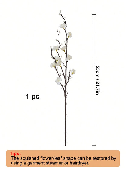 4/8Pcs Artificial White Plum Blossom Stems – 21.7" Faux Wintersweet Flowers for Home, Office & Event Decor
