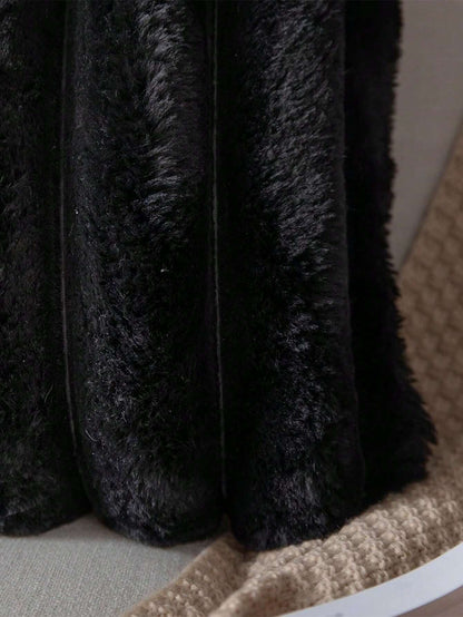 Black Faux Fur Velvet Pillow Covers – Soft Striped Decorative Cushion Cases for Couch or Bed