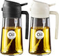 2-in-1 Olive Oil Dispenser & Sprayer – 16oz Glass Bottle for Cooking, Salad, BBQ (Black)