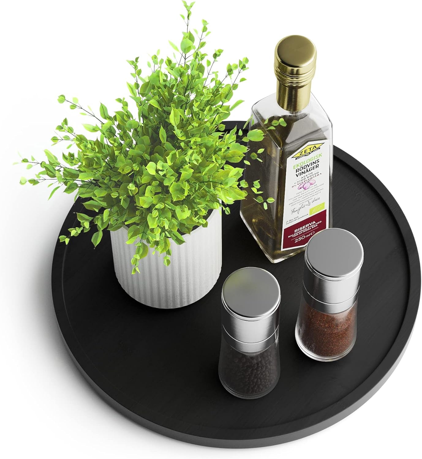 10" Bamboo Lazy Susan Organizer – Non-Skid Rotating Turntable for Kitchen, Countertop & Pantry (White Base)