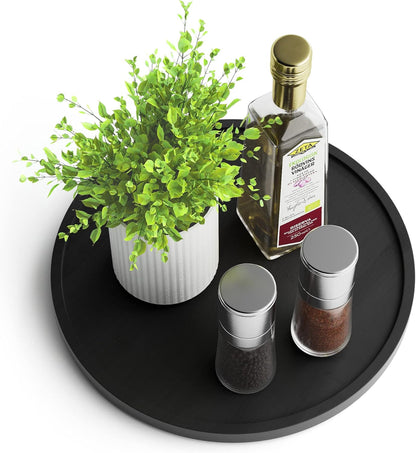 10" Bamboo Lazy Susan Organizer – Non-Skid Rotating Turntable for Kitchen, Countertop & Pantry (White Base)