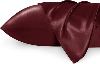 Satin Pillowcases – Queen Size Set of 2, Silk-Like Cooling Pillow Covers for Hair & Skin, Silver Grey (20x30")