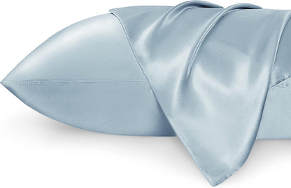 Satin Pillowcases – Queen Size Set of 2, Silk-Like Cooling Pillow Covers for Hair & Skin, Silver Grey (20x30")