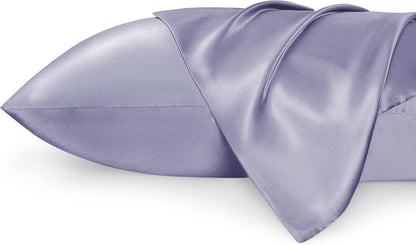 Satin Pillowcases – Queen Size Set of 2, Silk-Like Cooling Pillow Covers for Hair & Skin, Silver Grey (20x30")