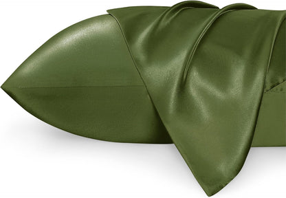 Satin Pillowcases – Queen Size Set of 2, Silk-Like Cooling Pillow Covers for Hair & Skin, Silver Grey (20x30")