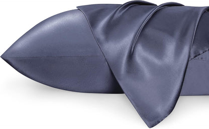 Satin Pillowcases – Queen Size Set of 2, Silk-Like Cooling Pillow Covers for Hair & Skin, Silver Grey (20x30")