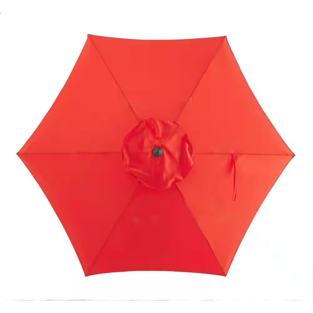 7.5 Ft. Ruby Red Steel Market Patio Umbrella – Vibrant Outdoor Shade with Manual Push-Up Lift