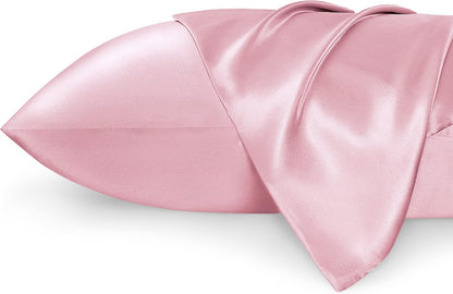 Satin Pillowcases – Queen Size Set of 2, Silk-Like Cooling Pillow Covers for Hair & Skin, Silver Grey (20x30")