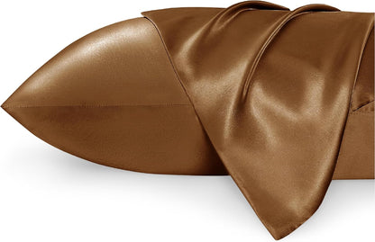 Satin Pillowcases – Queen Size Set of 2, Silk-Like Cooling Pillow Covers for Hair & Skin, Silver Grey (20x30")