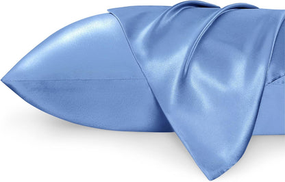 Satin Pillowcases – Queen Size Set of 2, Silk-Like Cooling Pillow Covers for Hair & Skin, Silver Grey (20x30")