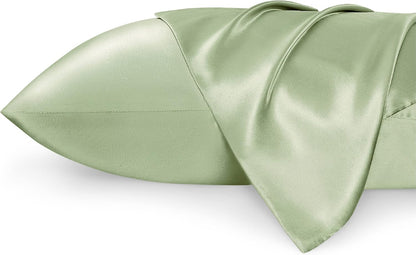 Satin Pillowcases – Queen Size Set of 2, Silk-Like Cooling Pillow Covers for Hair & Skin, Silver Grey (20x30")