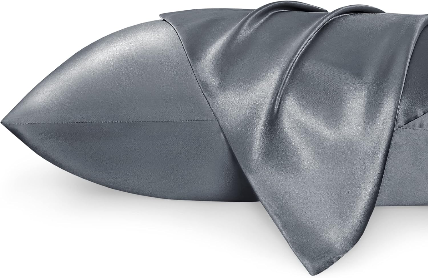 Satin Pillowcases – Queen Size Set of 2, Silk-Like Cooling Pillow Covers for Hair & Skin, Silver Grey (20x30")