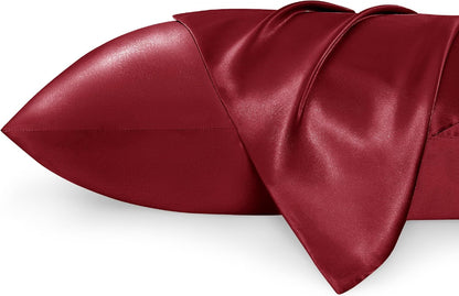 Satin Pillowcases – Queen Size Set of 2, Silk-Like Cooling Pillow Covers for Hair & Skin, Silver Grey (20x30")