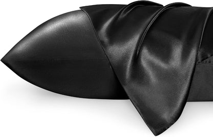 Satin Pillowcases – Queen Size Set of 2, Silk-Like Cooling Pillow Covers for Hair & Skin, Silver Grey (20x30")