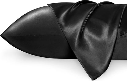 Satin Pillowcases – Queen Size Set of 2, Silk-Like Cooling Pillow Covers for Hair & Skin, Silver Grey (20x30")