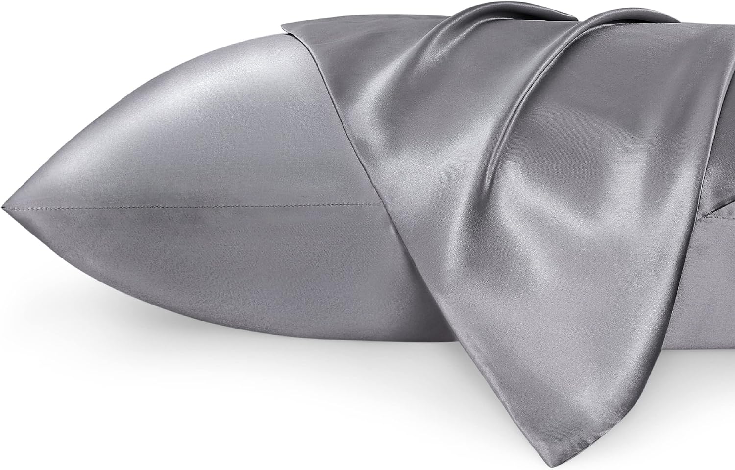 Satin Pillowcases – Queen Size Set of 2, Silk-Like Cooling Pillow Covers for Hair & Skin, Silver Grey (20x30")