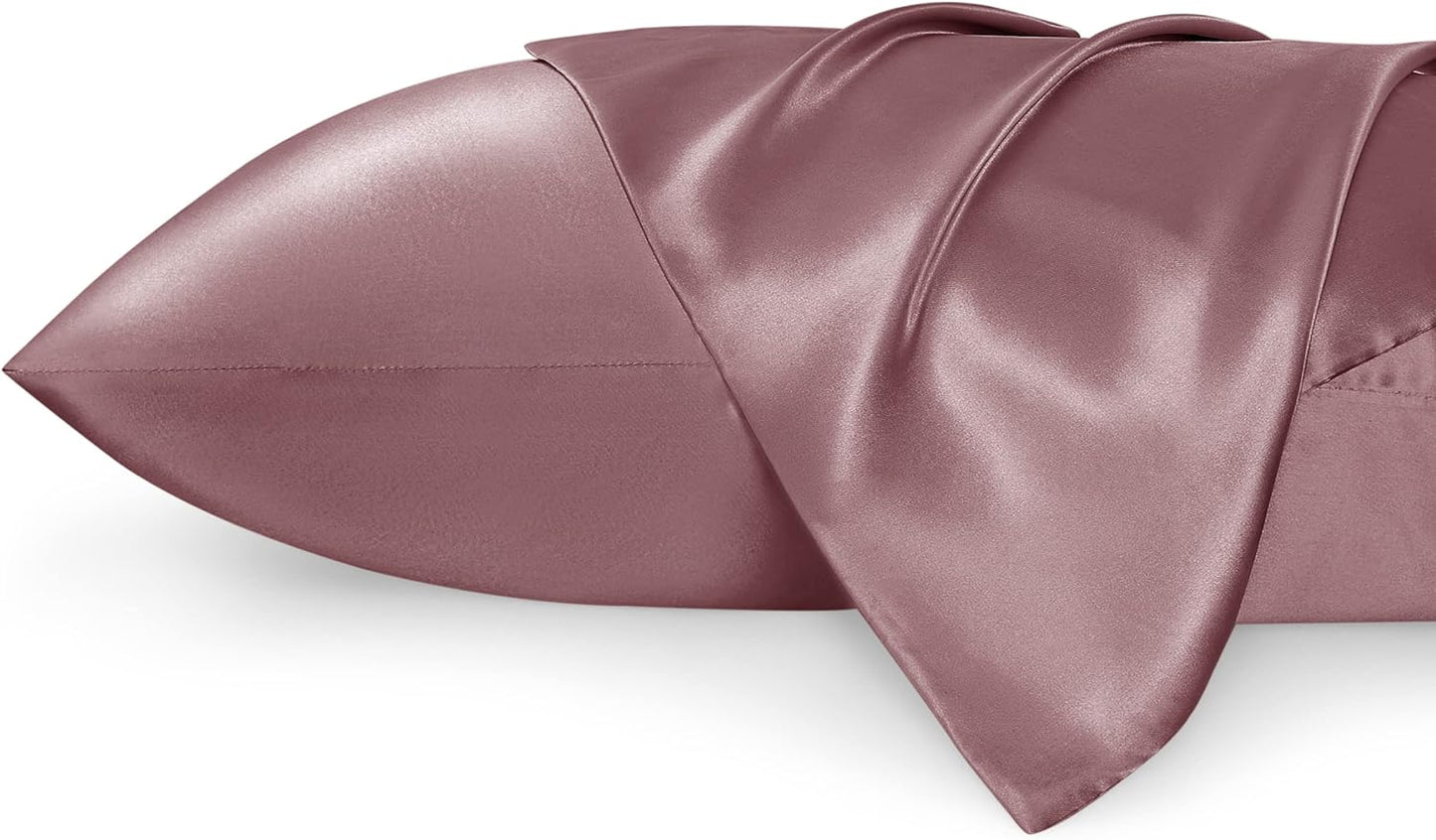 Satin Pillowcases – Queen Size Set of 2, Silk-Like Cooling Pillow Covers for Hair & Skin, Silver Grey (20x30")